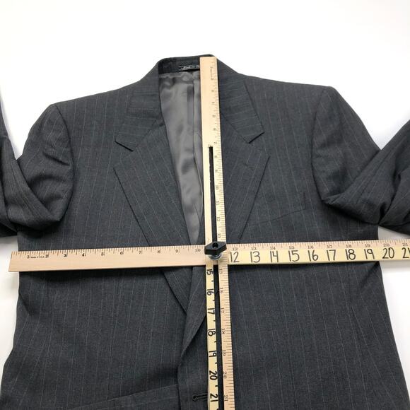 Ermenegildo Zegna Pinstriped 39 Custom Blazer Sport Coat Jacket Gray - Picture 10 of 15